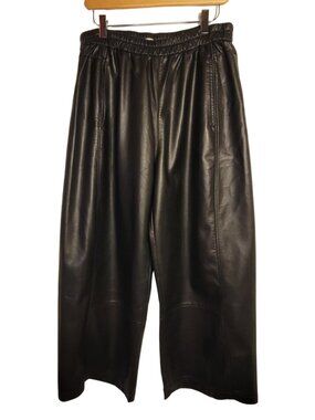 Pilcro Black Wide-Leg Faux Leather Pants